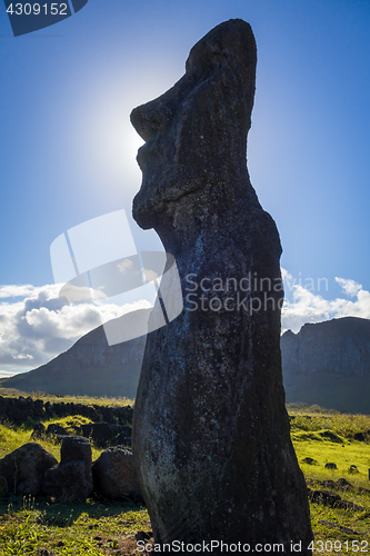 Image of Moai statue, ahu Tongariki, easter island