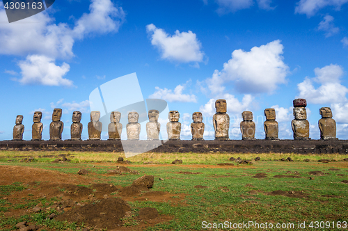 Image of Moais statues, ahu Tongariki, easter island