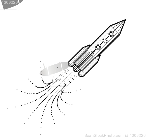 Image of Launch of a space rocket in the drawing style.
