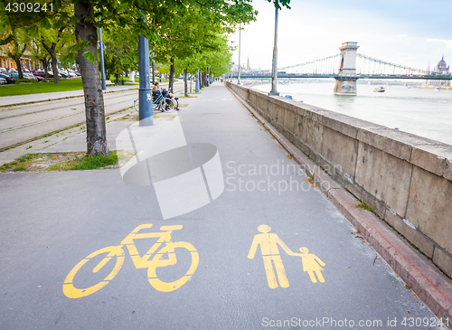 Image of Bicycle signs painted on asphalt