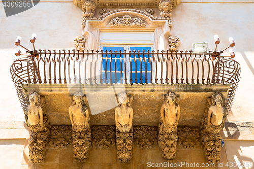 Image of NOTO, ITALY - Detail of Baroque Balcony, 1750