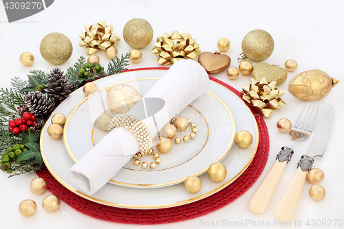 Image of Christmas Dinner Table Setting