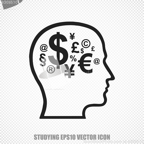 Image of Learning vector Head With Finance Symbol icon. Modern flat design.