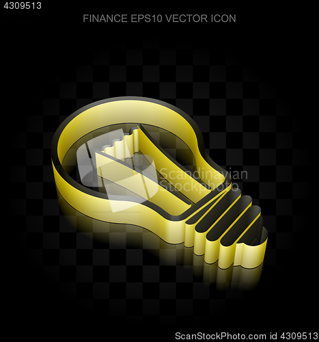 Image of Business icon: Yellow 3d Light Bulb made of paper, transparent shadow, EPS 10 vector.