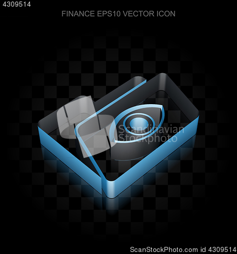 Image of Finance icon: Blue 3d Folder With Eye made of paper, transparent shadow, EPS 10 vector.