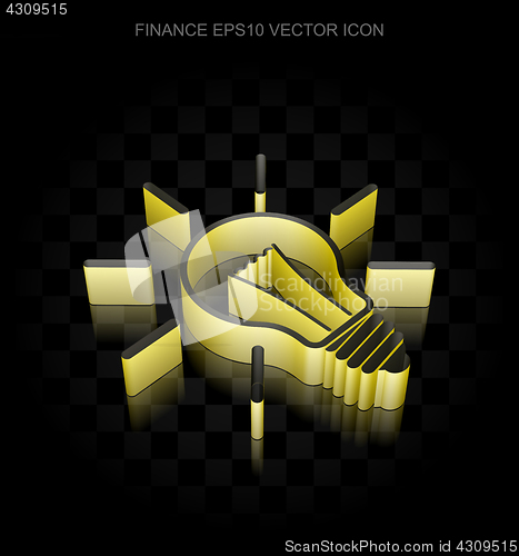 Image of Business icon: Yellow 3d Light Bulb made of paper, transparent shadow, EPS 10 vector.