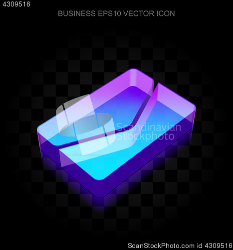 Image of Business icon: 3d neon glowing Email made of glass, EPS 10 vector.