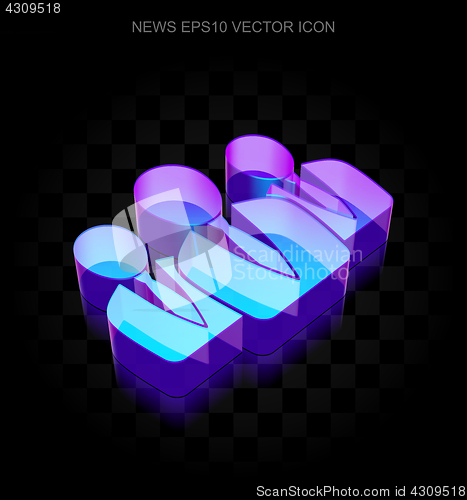 Image of News icon: 3d neon glowing Business People made of glass, EPS 10 vector.
