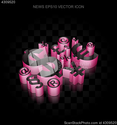 Image of News icon: Crimson 3d Finance Symbol made of paper, transparent shadow, EPS 10 vector.