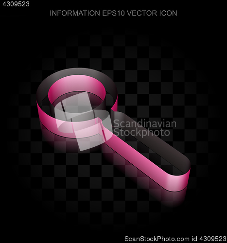 Image of Data icon: Crimson 3d Search made of paper, transparent shadow, EPS 10 vector.