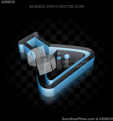 Image of Science icon: Blue 3d Flask made of paper, transparent shadow, EPS 10 vector.