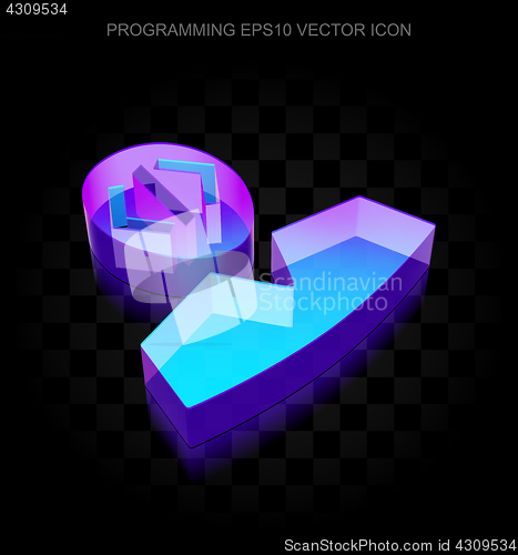 Image of Database icon: 3d neon glowing Programmer made of glass, EPS 10 vector.