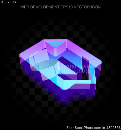Image of Web design icon: 3d neon glowing Download made of glass, EPS 10 vector.