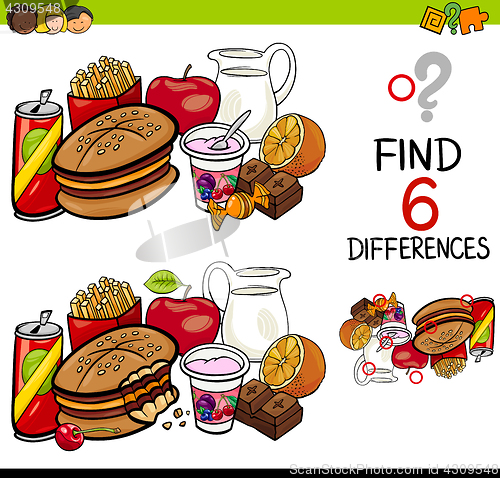 Image of difference game with food objects