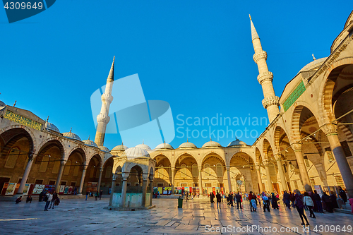 Image of View of the Blue Mosque, Sultanahmet Camii, in Istanbul, Turkey