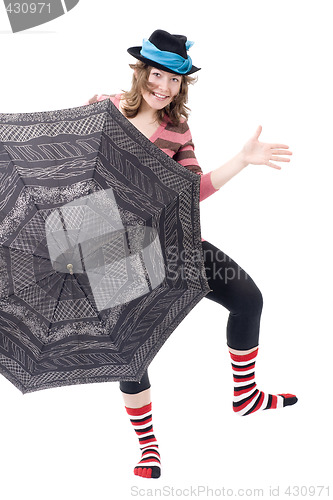 Image of Colorful dressed female with umbrella IV