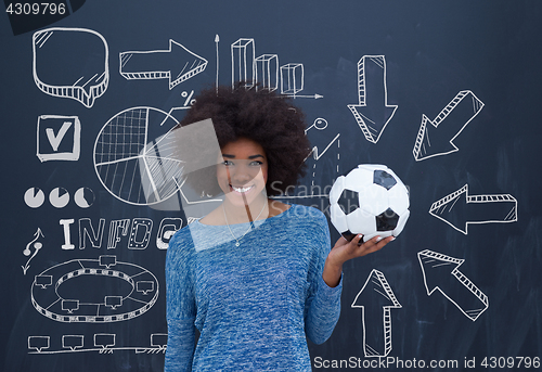 Image of black woman holding a soccer bal