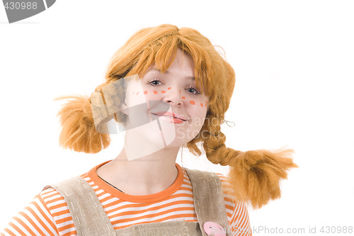 Image of Colorful dressed female with amusing makeup