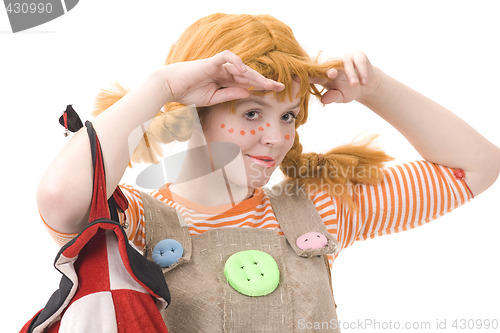 Image of Colorful dressed female with bag II