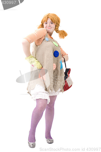 Image of Colorful dressed female with bag IV