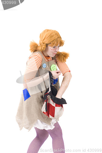 Image of Colorful dressed female with bag V