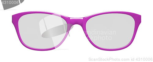 Image of pink glasses on white background