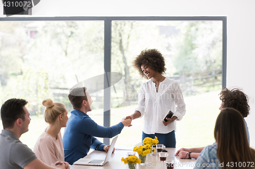 Image of Multiethnic startup business team on meeting