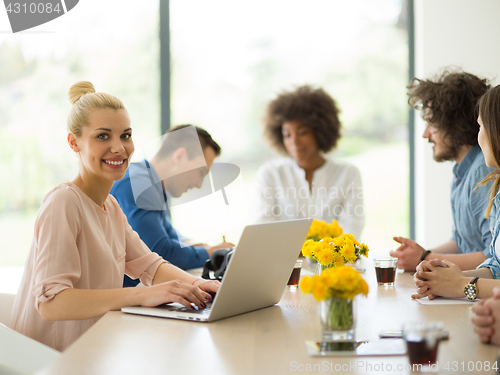 Image of Multiethnic startup Business Team At A Meeting at modern office 