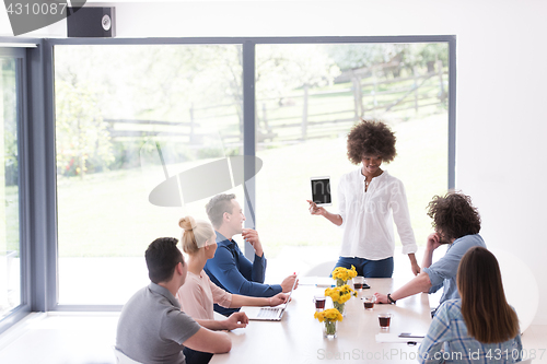 Image of Multiethnic startup business team on meeting