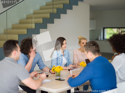 Image of Multiethnic startup Business Team At A Meeting at modern office 