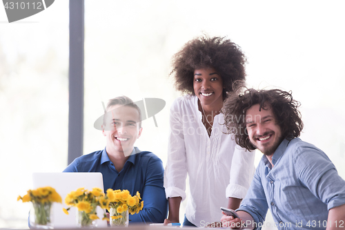 Image of Multiethnic startup business team on meeting