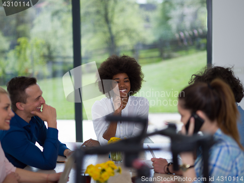 Image of Multiethnic startup Business Team At A Meeting at modern office 