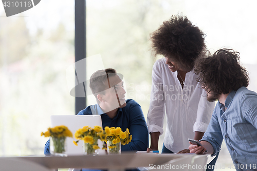 Image of Multiethnic startup business team on meeting