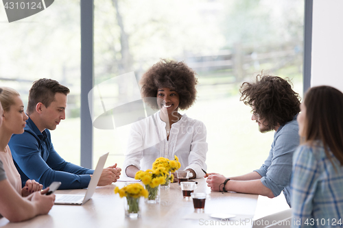 Image of Multiethnic startup business team on meeting