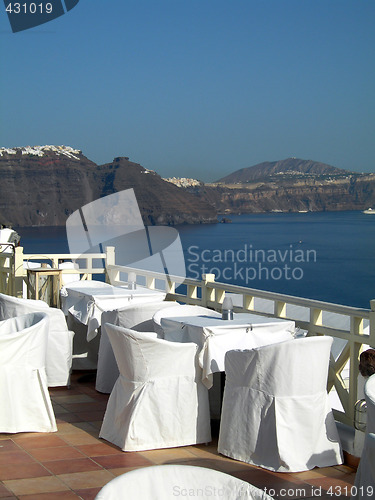 Image of restaurant caldera view santorini greek islands