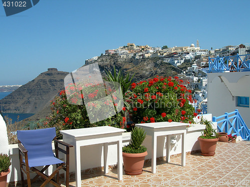 Image of restaurant caldera view santorini greek islands