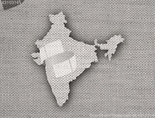 Image of Map of India on old linen