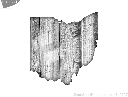 Image of Map of Ohio on weathered wood