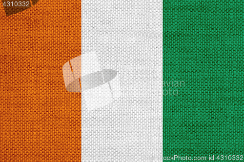 Image of Flag of Ivory Coast on old linen