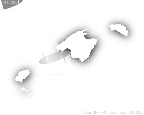 Image of Map of the Balearic Islands with shadow