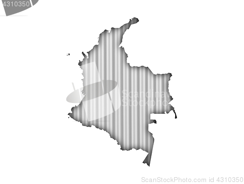 Image of Map of Colombia on corrugated iron