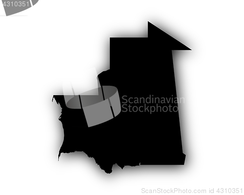 Image of Map of Mauritania with shadow
