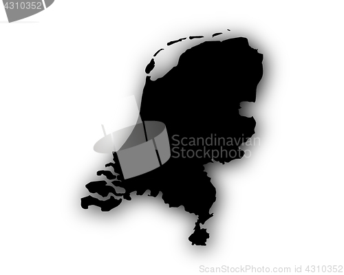 Image of Map of the Netherlands with shadow