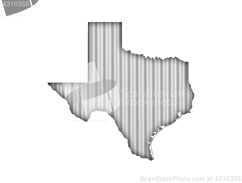 Image of Map of Texas on corrugated iron
