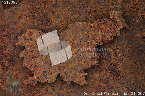 Image of Map of Slovenia on rusty metal