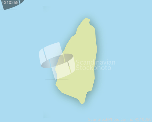 Image of Map of Saint Lucia with shadow