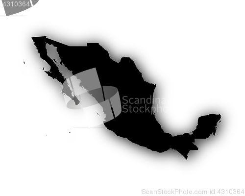Image of Map of Mexico with shadow