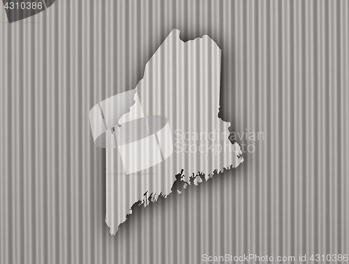 Image of Map of Maine on corrugated iron