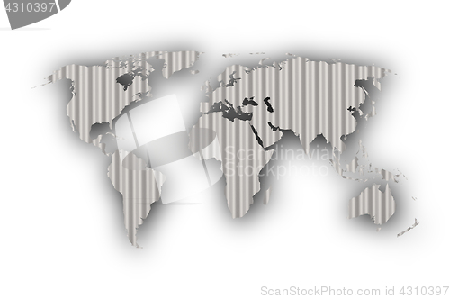 Image of Map of the world on corrugated iron