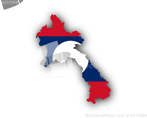Image of Map and flag of Laos